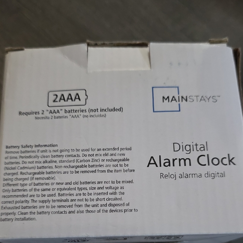 Mainstays Black Digital Alarm Clock with Red Display - Picture 4 of 4